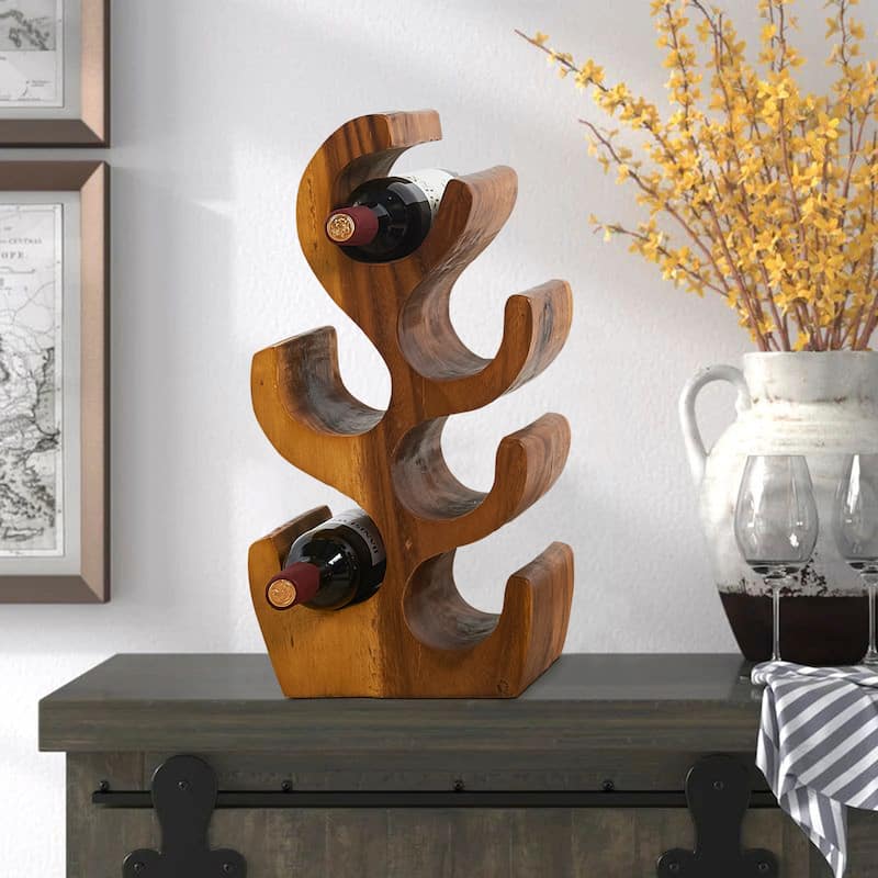 Greenage Suarwood Tree Shaped Wine Rack Freestanding Wine Storage