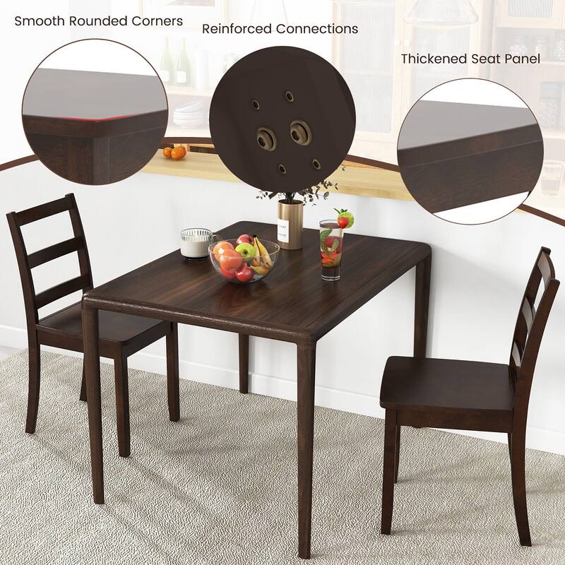 Gymax Set of 4 Dining Chairs Ladder Back Armless Side Chair w/ Solid