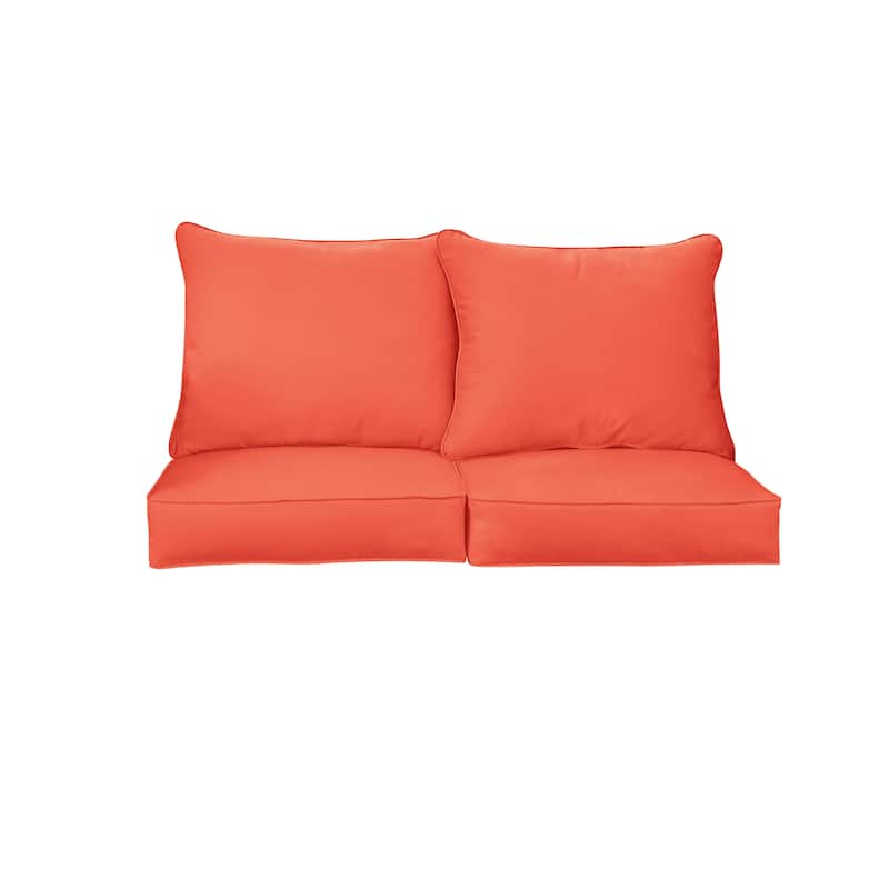 Sorra Home Sunbrella Outdoor Loveseat Pillow and Cushion Set - 23 in W x 25 in D x 5 in H - Canvas Melon