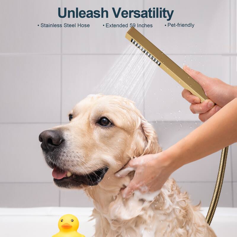 GRANDJOY 10" Dual Shower System with 2-Handle Waterfall Bathroom Sink Faucet Combo Set