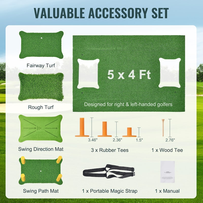 Golf Hitting Mat for Backyard Driving Chipping Indoor Outdoor Training - 4 IN 1 Golf Hitting Mat, 5x4ft