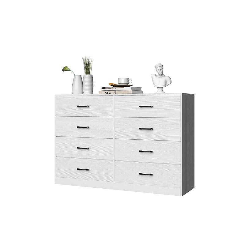 8-Drawer Double Dresser Storage Tower Organizer Unit - White