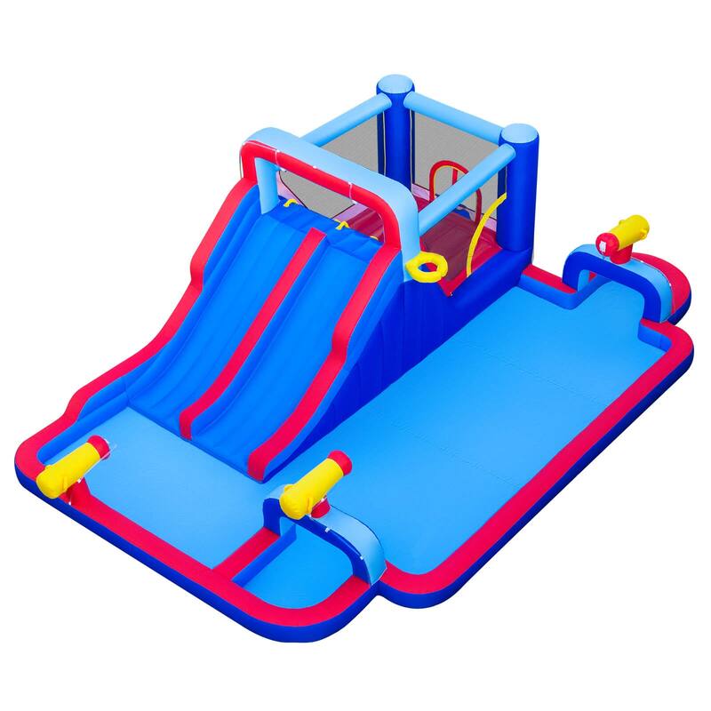 Costway Inflatable Water Slide Park Kids Bounce House Splash Pool - See Details - Blue/Red - See Details - Kids