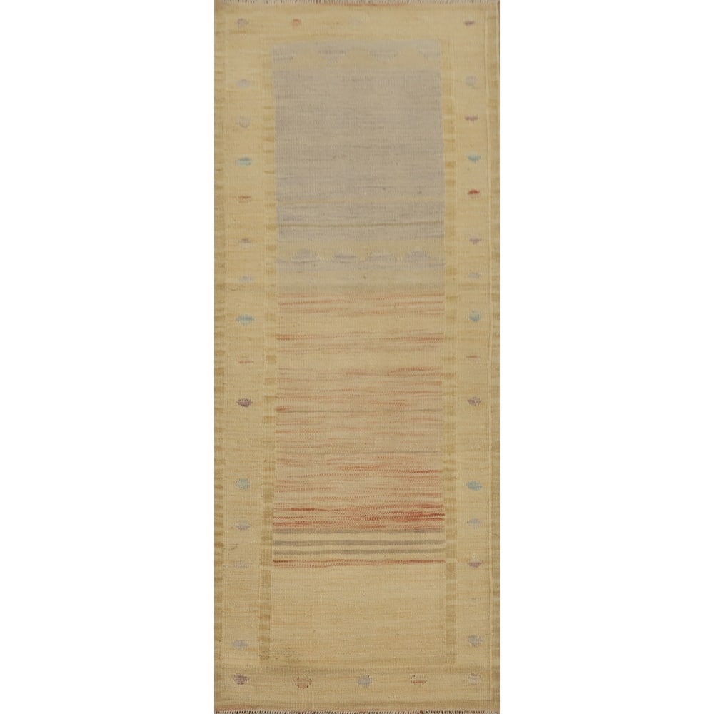 Hand Woven Oriental 100% Wool Carpet Southwestern Tribal Multi-Colored Kilim Runner Rug - 6' 0'' X 2' 1''
