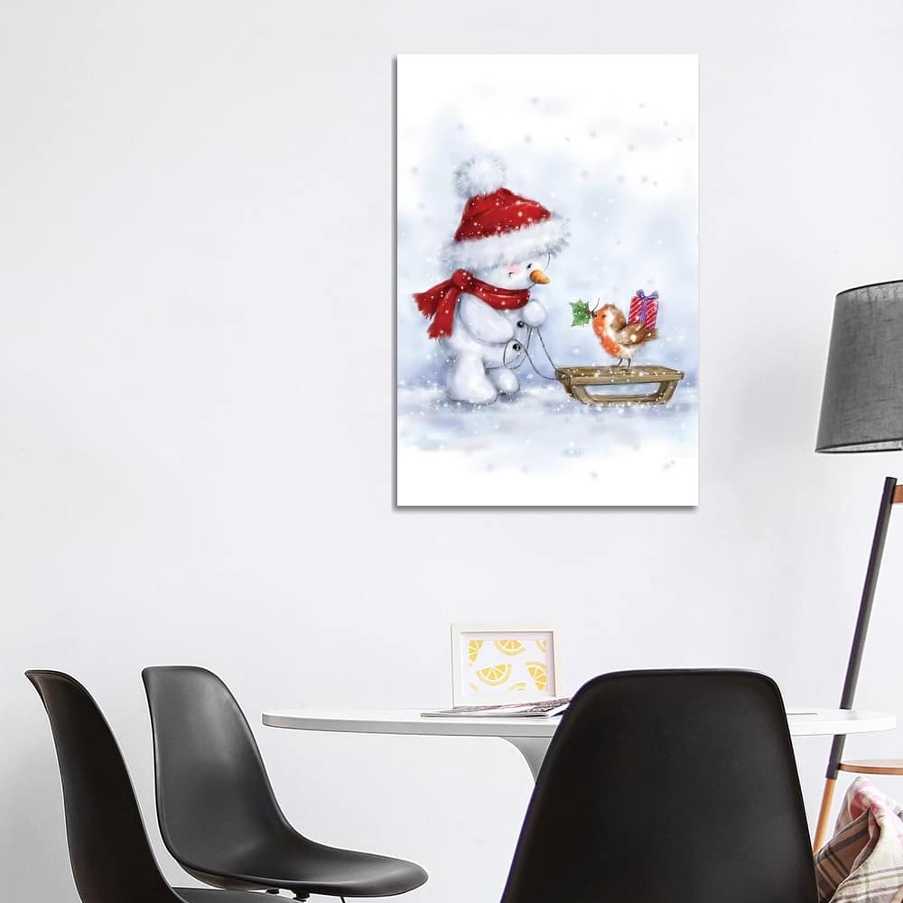 iCanvas "Snowman and Robin IV" by MAKIKO Canvas Print
