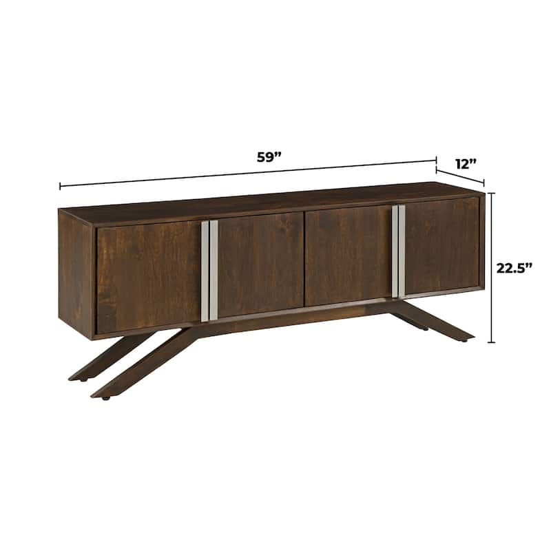 Modena Mid-Century Modern 59" Wide Solid Wood Walnut TV Stand