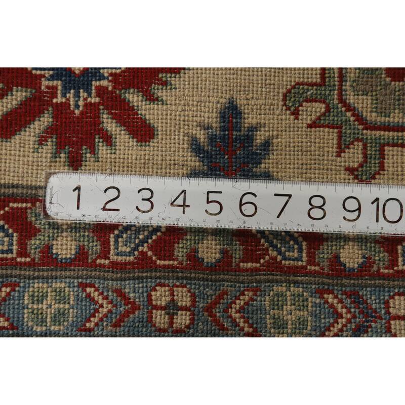 Hand Knotted Oriental 100% Wool Carpet Traditional Geometric Navy Blue & Blues Kazak Area Rug - 13' 7'' X 9' 10''