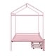 preview thumbnail 24 of 24, Extending Twin XL Size House Bed with 2 Storage Drawers, Twin XL to King Size Metal House Platform Bed Frame with Roof Frame