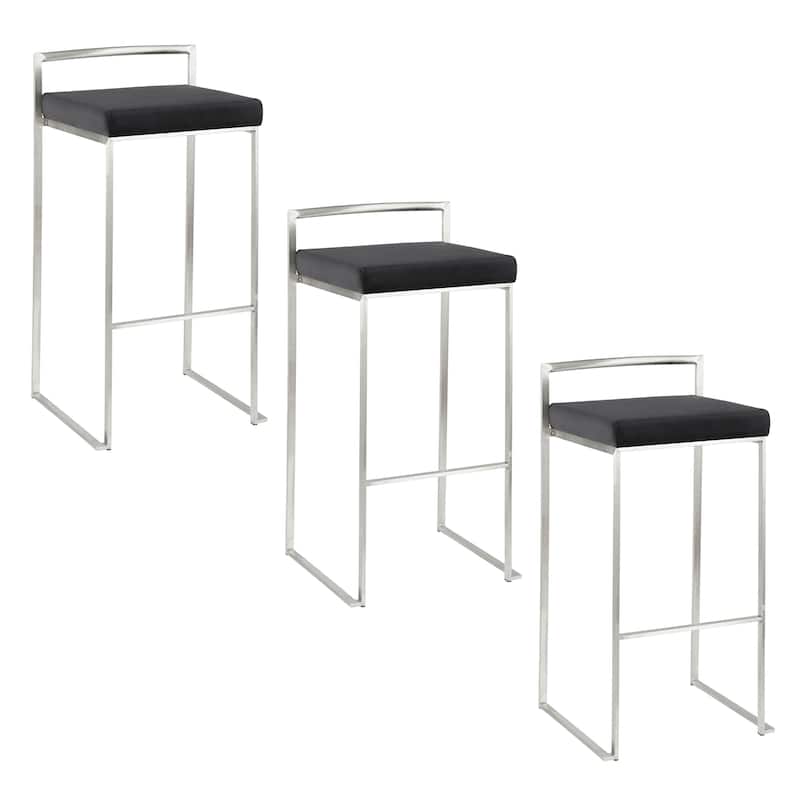 Silver Orchid Forrest Stainless Steel Stackable Fully Welded Bar Stool (Set of 3)