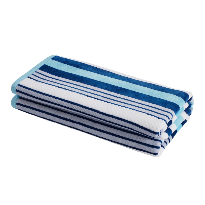 Superior 100% Cotton Rope Textured Oversized Beach Towel Set of 2 - 34 x 64