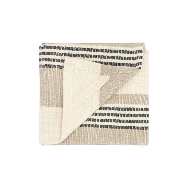 Tan & Grey Striped Cotton Tea Towels (Set of 3 Pieces)