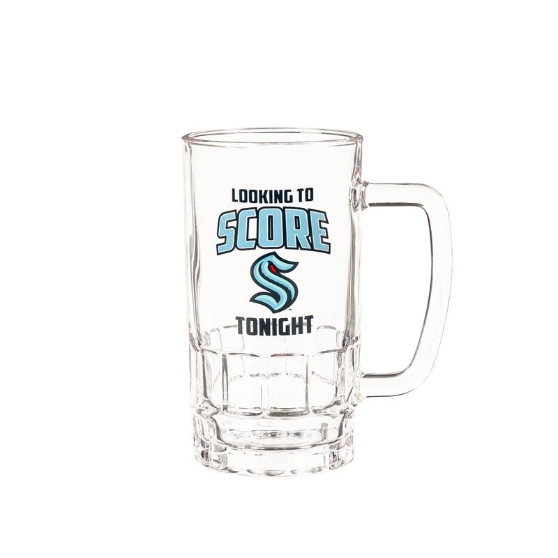 Stemless 17 oz Stemless Wine Glass and 16 oz Beer Mug Gift Set, Seattle Kraken