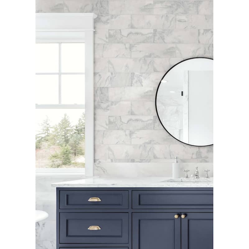 Seabrook Designs Faux Marble Tile Unpasted Wallpaper