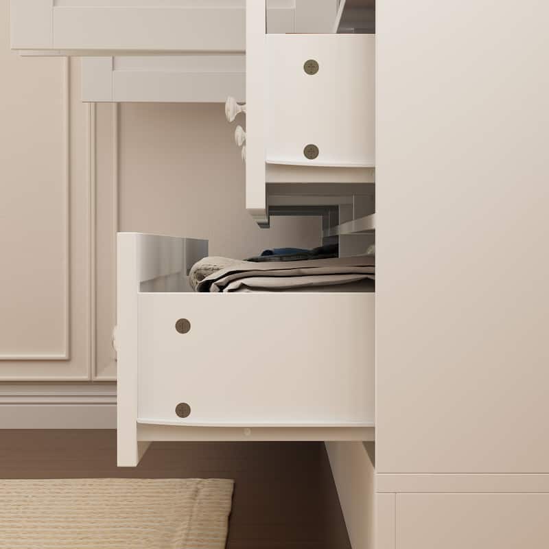 Modular Majesty Double Wardrobe Mirror-Front Storage Closet Armoires
