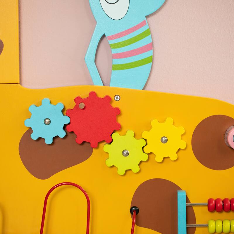 Wooden Giraffe Sensory Wall Game, Activity Toy Growth Chart for Playroom, Nursery, Preschool, and Doctors' Office