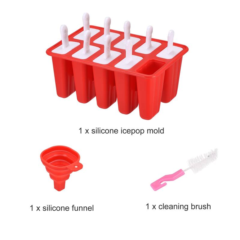 Silicone Ice Pops Molds 10Pcs, with Sticks Funnel and Cleaning Brush