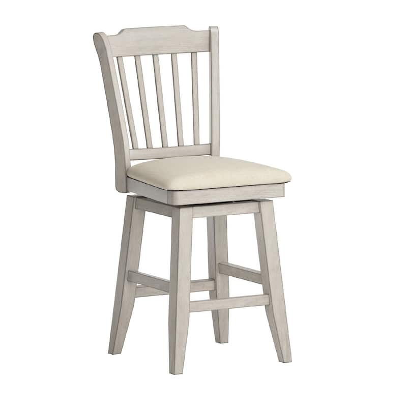 Eleanor Slat Back Wood Swivel Stool by iNSPIRE Q Classic - Counter Height - Antique White