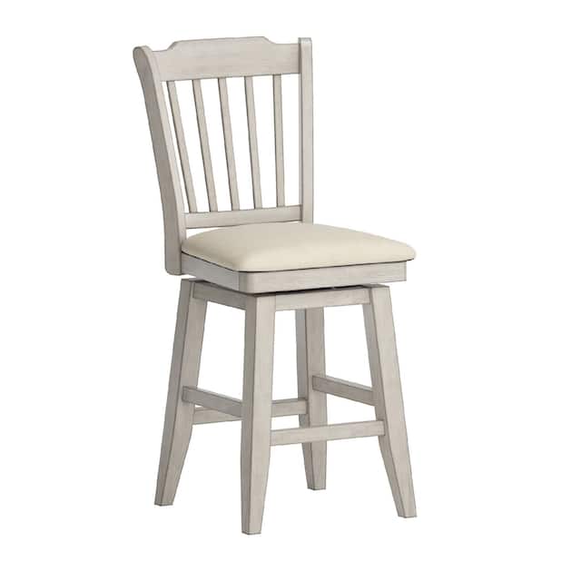 Eleanor Slat Back Wood Swivel Counter Stool by iNSPIRE Q Classic - Antique White - Bar height