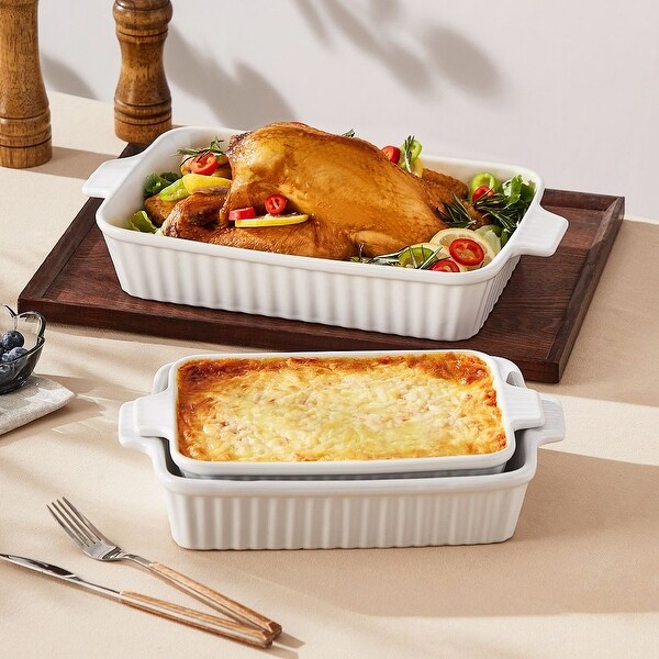 FLA$HBACKS 3点セット MALACASA BAKE 3-Piece Porcelain Baking Tray Set with Handles - Bed