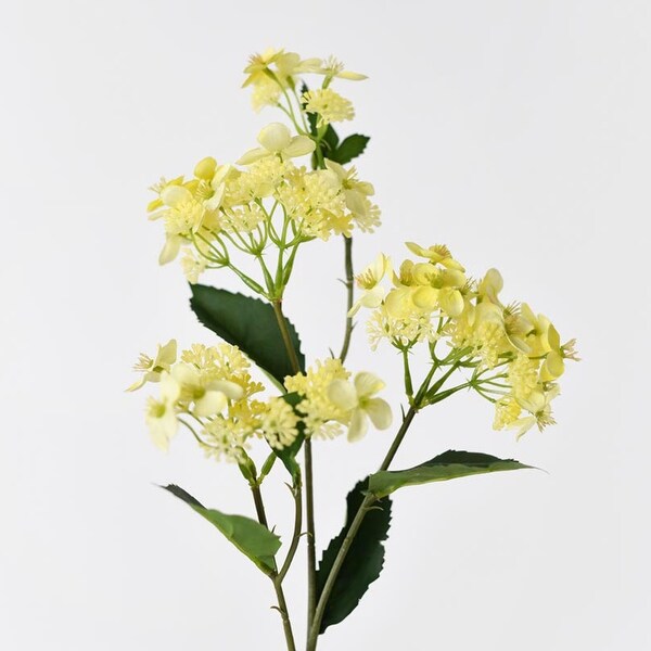 Yellow Silk Decorative Artificial Hydrangea(Pack of 1 Branch