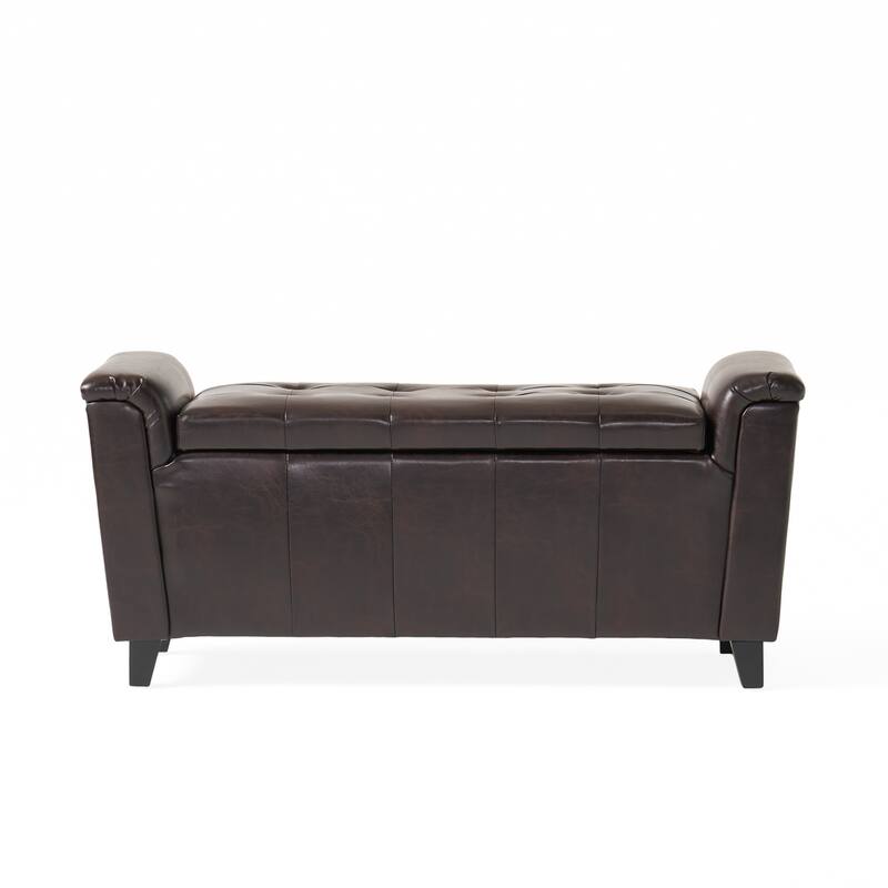 Tufted Upholstery Storage Bench - Brown
