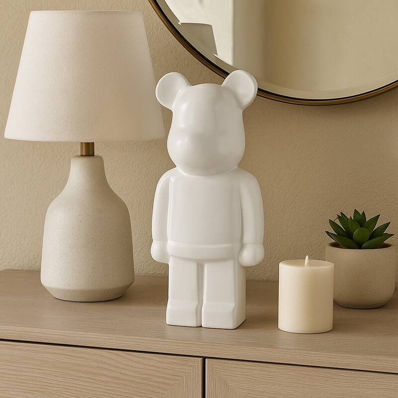 Ceramic Decorative Object Modern Minimalist Bear Figurine Home Decor - 4.75" x 4" x 11.5"