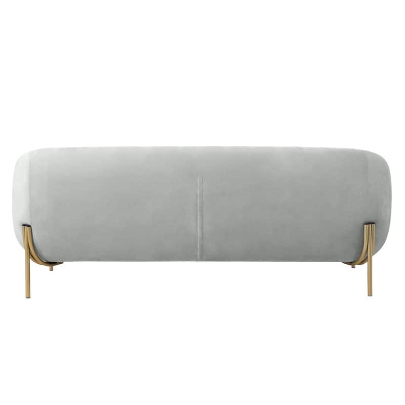 Zuno Modern Velvet Upholstered 3-Seater Sofa with Curved Seamless Design Gold Metal Base Plush Foam Cushions Easy Assembly