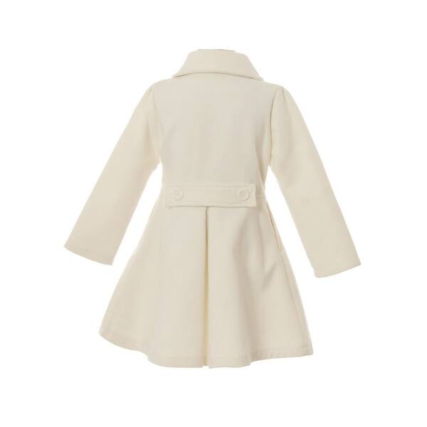 Shop Crayon Kids Girls Ivory Long Sleeve Button Up Winter Dress Coat Overstock 29595017