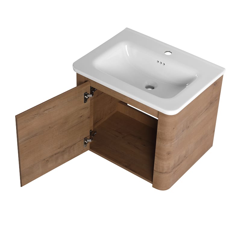 Wall-Mounted Bathroom Vanity with Ceramic Sink