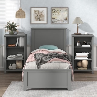 Kids Solid Wood 3 Pieces Bedroom Sets with 2 Bookcase - Bed Bath ...