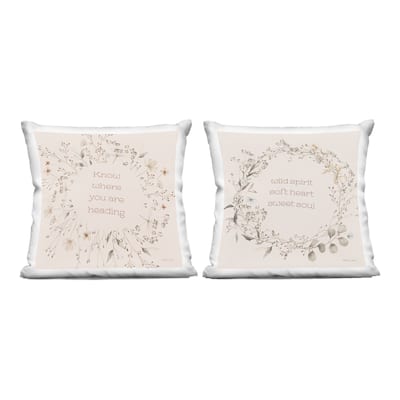 Stupell Inspiring Soft Wreaths with Phrases Decorative Printed Throw Pillow Design by Sara Baker (Set of 2)