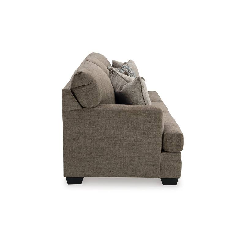 Ead Sofa, 4 Accent Throw Pillows, Foam, Nutmeg Brown Polyester 92 Inch