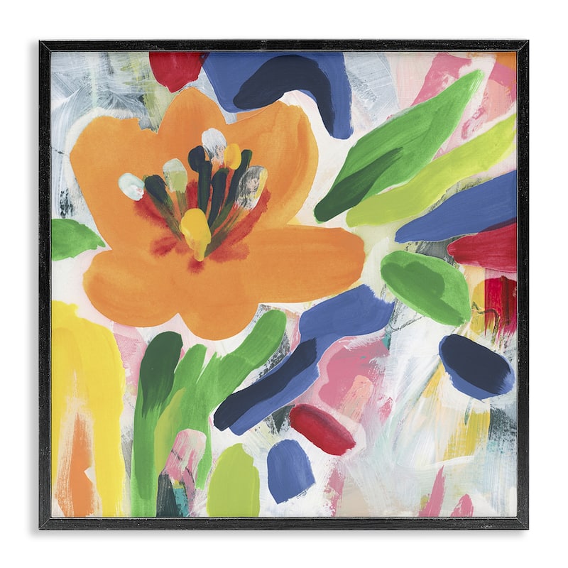 Stupell Blossoms in Rich Hues Framed Giclee Art Design By June Erica Vess - 12 x 12 - Black