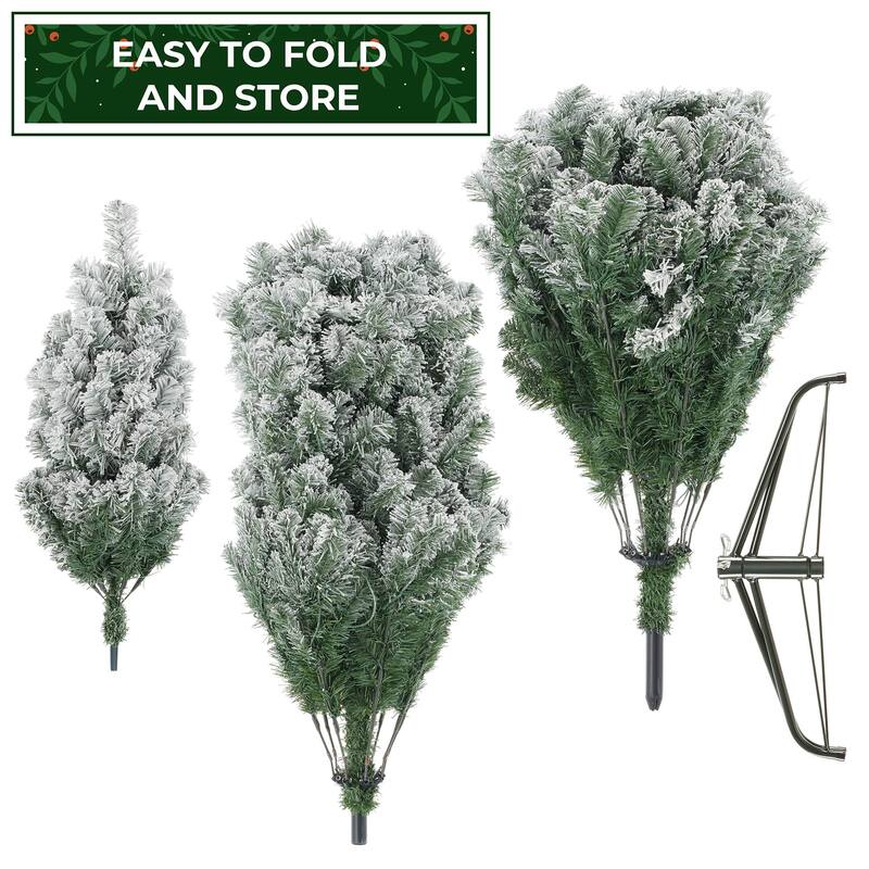 PreLit Snow Flocked Artificial Christmas Tree with Multicolor Lights