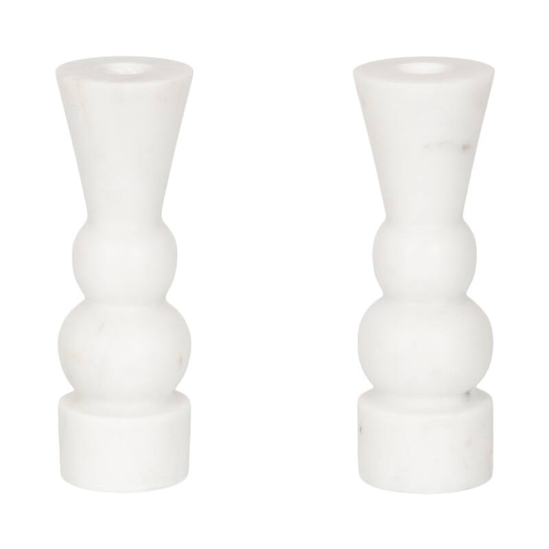 Kate and Laurel Maleea 2pc Marble Candle Holder - 3x3x7