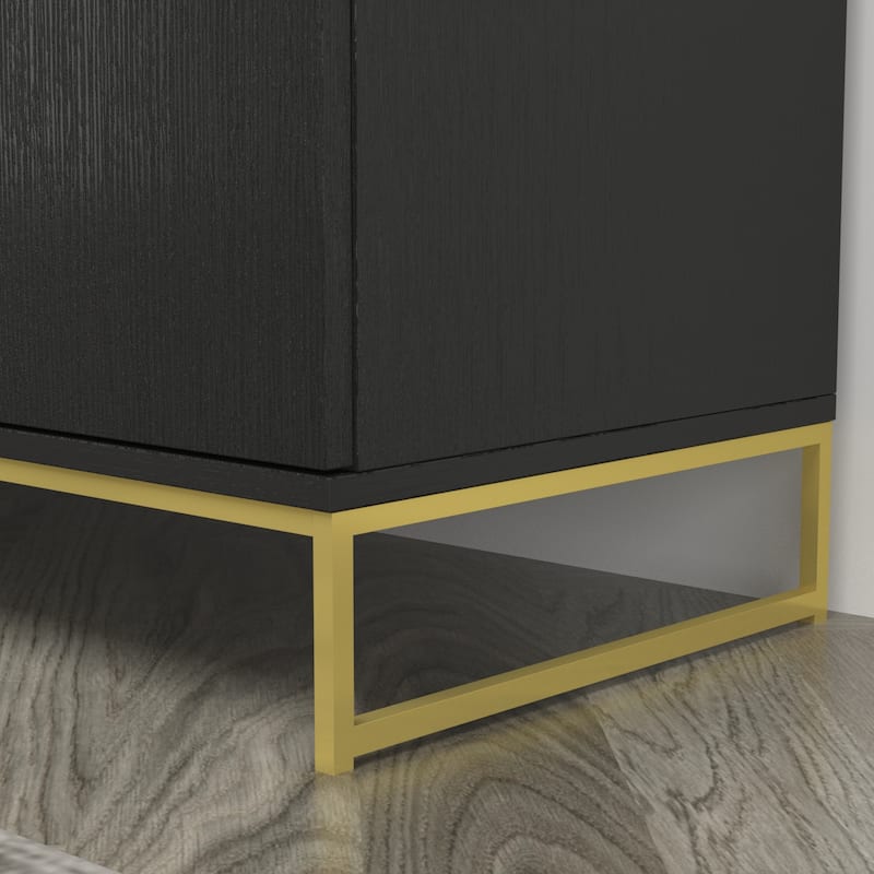 3 Drawer 47.2'' W 29.3"H Combo Dresser Chest White/Black And Gold