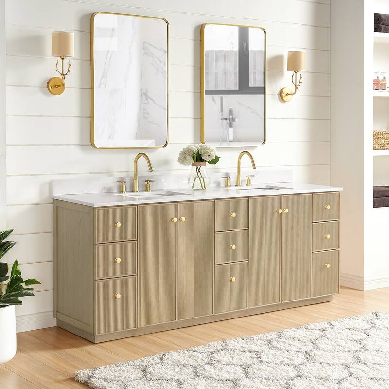 Oza Bath Vanity with Quartz Stone Top and Mirror