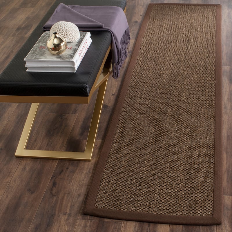 SAFAVIEH Natural Fiber Elmyra Sisal Border Rug - 2'6" x 8' Runner - Brown/Brown