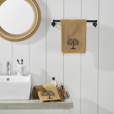 Black Willow Tree Tan Hand Towel Set of 2 16x26