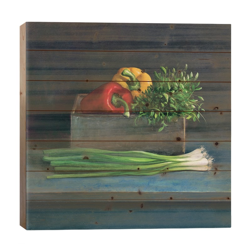 Still Life With Paprika Print On Wood by Jos van Riswick - Multi-Color - 26x26x1.5