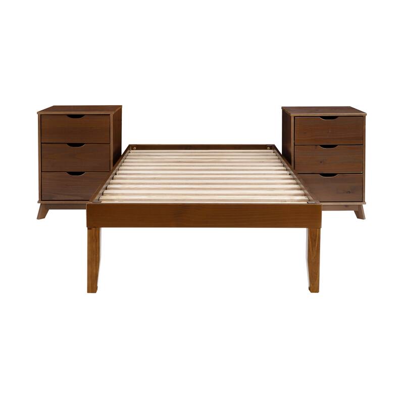 Purcell Bedroom 3-Piece Set with 3-Drawer Nightstands (Set of 2)