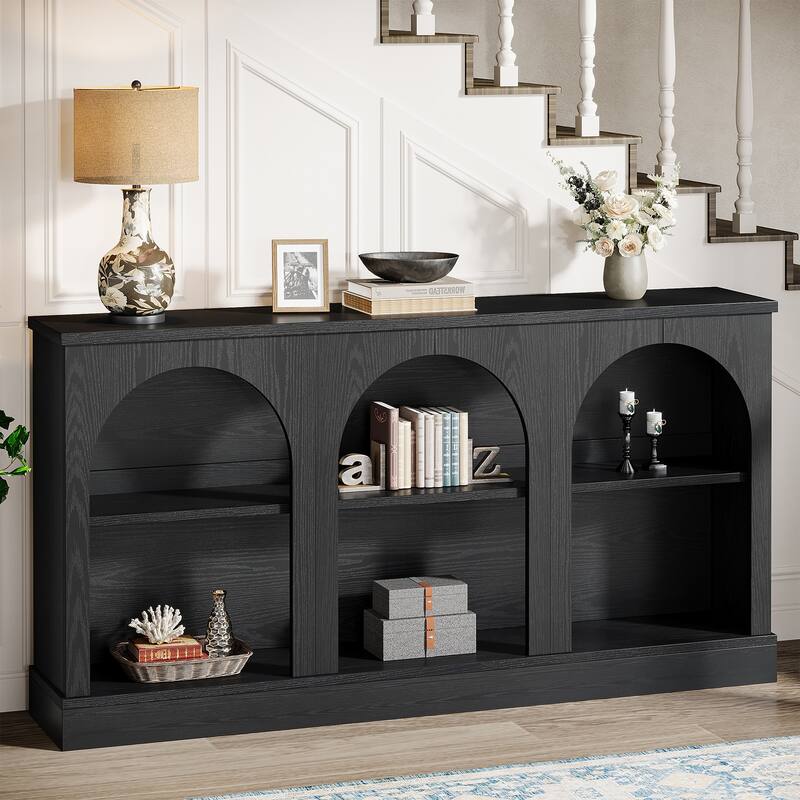 Farmhouse Console Table, 63'' Long Entryway Table with 3 Tier Storage