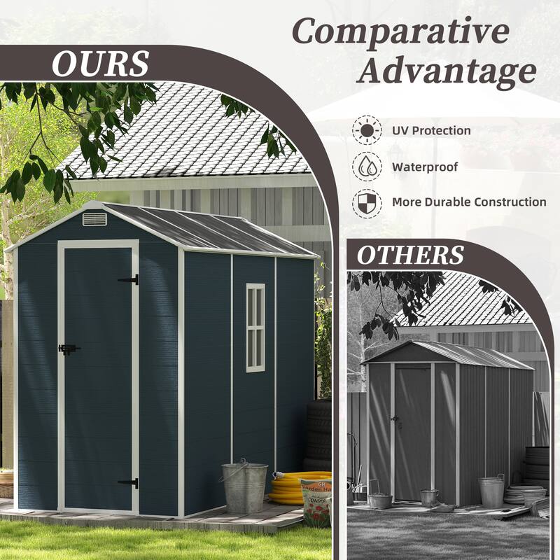 4*8ft resin storage shed, high quality pp material,strong structure,Outside Sheds, waterproof, rust and UV proof