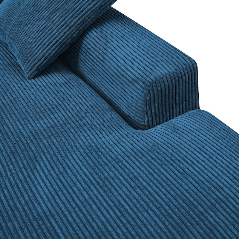 106 in. Wide Square Arm Polyester Fabric L-Shaped Sofa Deep-Seated Sectional Couches in Blue - 106"L×70"W×34"H