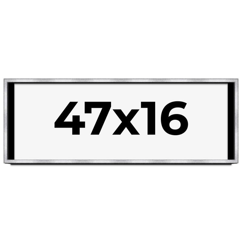 47x16 Shadow Box Frame Silver | 1.375 Inches Deep Real Wood