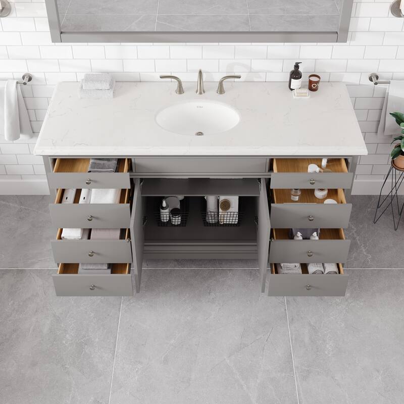 Elite Stamford Bath Vanity with Carrara Quartz Top and Porcelain Sink