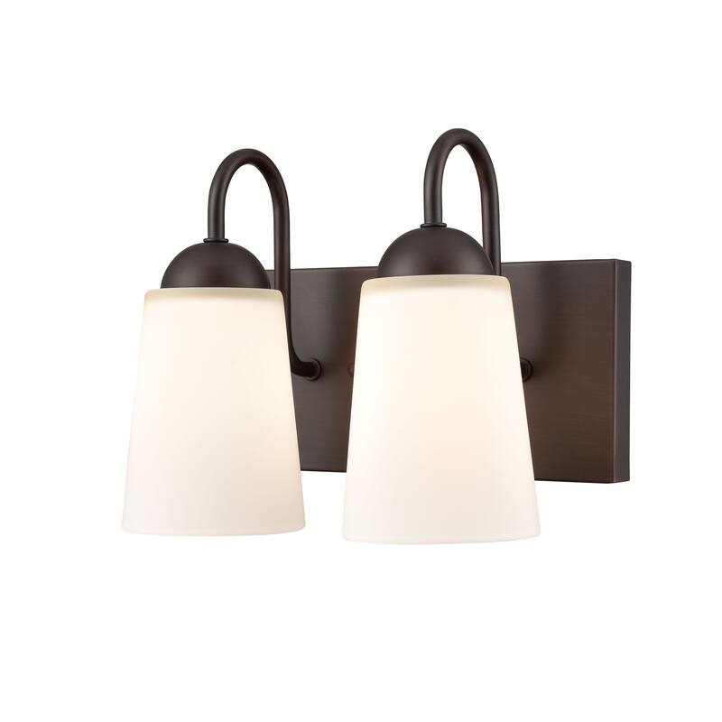 Millennium Lighting Ivey Lake 2 Light Bathroom Vanity Fixture in Multiple Finishes with Frosted Glass Shades