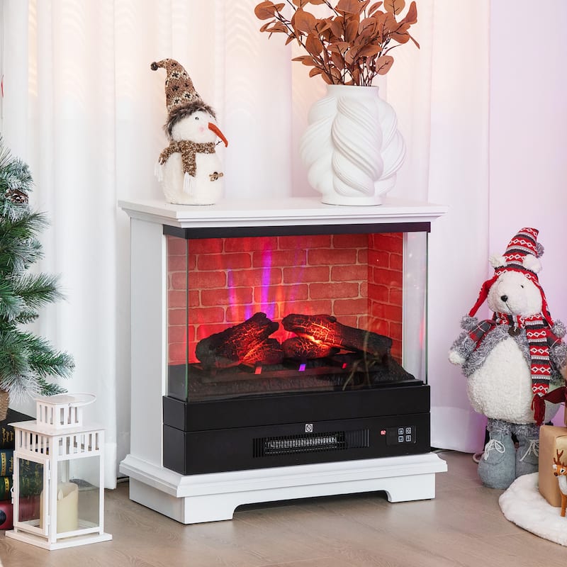 Costway 27'' Freestanding Electric Fireplace Heater w/ 3-Level Flame - See Details