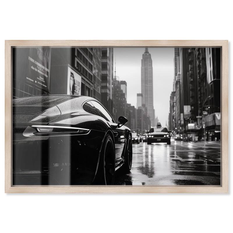 Rainy Day New York Shadowbox by Art Remedy - Natural - 36" x 24"