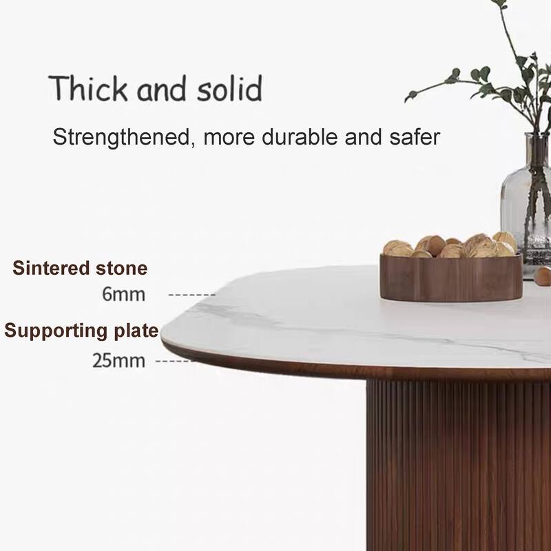 71" Modern Rectangular Dining Table with Stone Table-top, Wood Legs